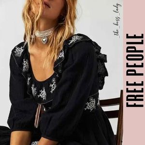 Free People maxi dress embroidered Fall floral